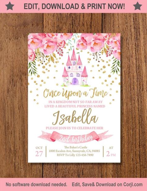 Don't miss this beautiful floral watercolor illustrated party invitation!! See more party ideas and share yours at CatchMyParty.com #catchmyparty #partyideas #princessparty #princesspartyinvitation #floralprincesspartyinvitation Royal Birthday Invitation, Princess Invite, Princess Birthday Party Invitations, Princess Party Invitations, Birthday Party Pink, Princess Invitation, Princess Theme Birthday, Princess Theme Birthday Party, Girls Party Invitations