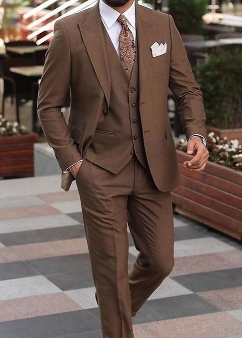 Brown Tux, Men Formal Outfit, Wedding Suits Men Blue, Suit Combinations, Marriage Dress, Black Suit Men, Brown Suit, Brown Suits, Fashion Suits For Men