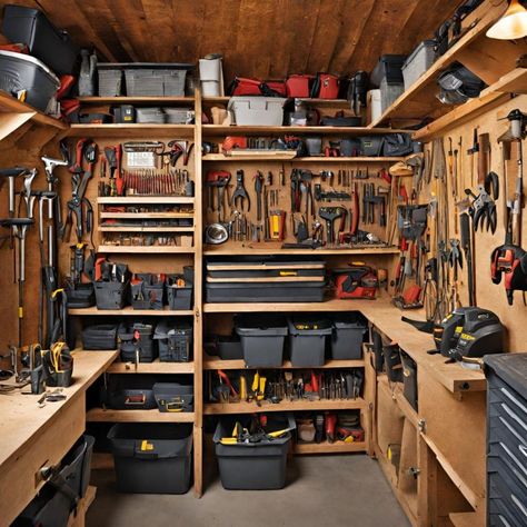 Why Small Sheds Are Better? And Why It Matters | 2024 Small Garage Organization, Small Woodworking Shop Ideas, Shed Shelving, Cottage Garden Sheds, Garden Shed Interiors, Big Sheds, Man Cave Shed, Workshop Shed, Storage Shed Organization