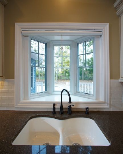 Kitchen Bay Window Over Sink, Small House Windows, Window Above Kitchen Sink, Window Over Kitchen Sink, Small Bay Window, Window Above Sink, Modern Family Kitchen, Kitchen Garden Window, Above Kitchen Sink