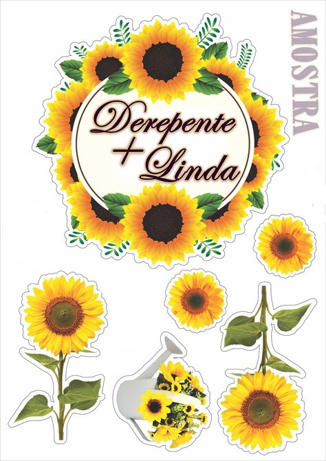 Sunflower Cake Topper Printable, Sunflower Name Tags Printable, Stickers Printable, Mini Table, Printable Scrapbook Paper, Paper Craft Projects, Planner Stickers, Scrapbook Paper, Sunflower