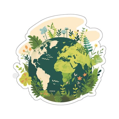 Earth Sticker Plant Tree, Gift For Brother, Gifts For Sister, Grandpa Gifts, Nature Design, Transparent Stickers, Earth Day, Our Planet, Print Pattern