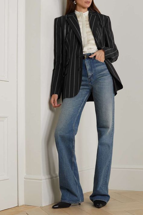 Scorpio 2023, Pinstripe Blazer Outfit, Business Dress Code, Outfit Mit Blazer, Black Pinstripe Suit, Ralph Lauren Blazer, Mode Jeans, Pinstripe Suit, Ralph Lauren Collection