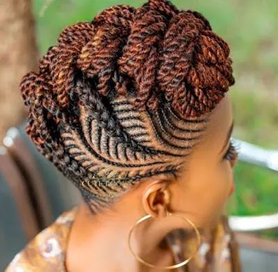 African Outfits For Women, Braided Mohawk Hairstyles, Cornrows Natural, Braided Mohawk, Cornrows Natural Hair, Braided Crown, Black Hair Updo Hairstyles, Twisted Hair, Hair Braiding Styles