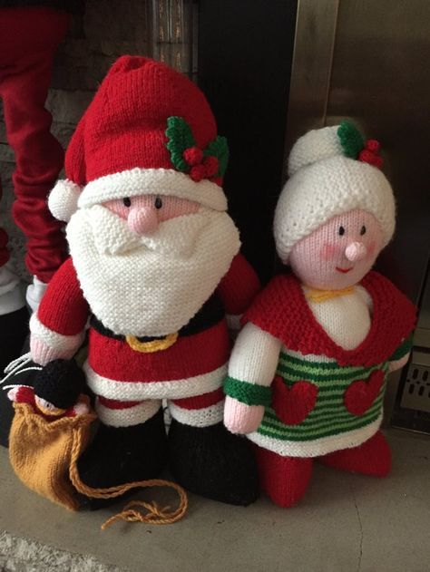 Santa and Mrs Claus knitting project by Jackie S | LoveCrafts Crochet Mrs Claus Free Pattern, Santa And Mrs Claus, Mrs Claus, Knit Patterns, Knitting Projects, Free Pattern, Christmas Decorations, Knitting, Crochet