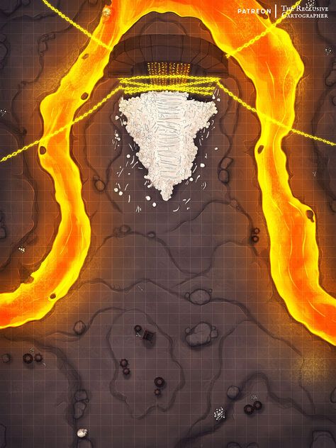 Divine chains hold the very doors to hell closed as they have for all the ages of the world. What dear adventurer would you do if you saw them start to break? Giants Dnd, Dnd Places, Dnd Reference, Grid Rpg, Maps Rpg, Dnd Locations, Dnd World Map, Mind Flayer, Battle Map