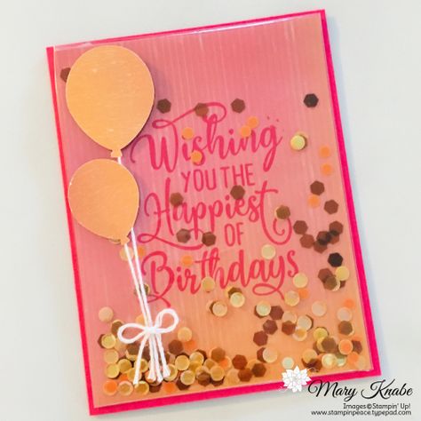 I want to show you a quick and easy way to make Shaker Cards using clear envelopes. Come watch my video demonstration, then give it a try for yourself. Faker Shaker Cards, Easy Shaker Cards, Stampin Up Shaker Cards, Sequin Cards, Spinner Cards, Happiest Of Birthdays, Spinner Card, Happiest Birthday, Birthday Stamps