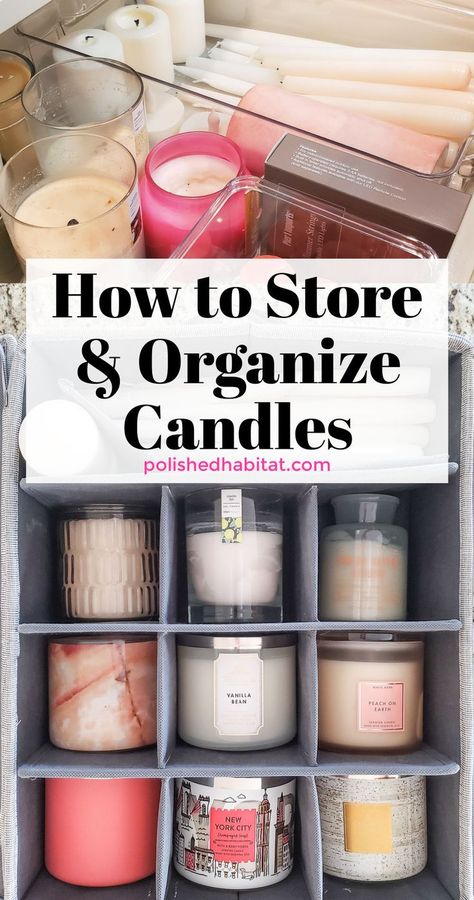 Candle Closet Organization, Organizing Candles Storage, Bath And Body Storage Ideas, How To Store Candles, Candle Storage Ideas Organizing, Candle Storage Organizing, Candle Storage Display, Candles Organization, Bath And Body Works Storage Ideas