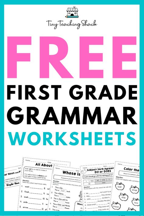 Simple And Compound Sentences, First Grade Curriculum, Common Core Language, Singular And Plural Nouns, Ela Worksheets, Language Arts Worksheets, First Grade Worksheets, Language Worksheets, Subject And Verb