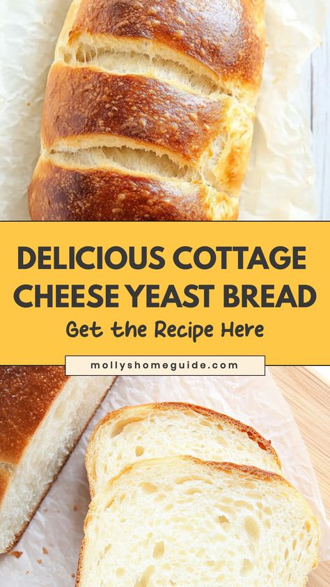 Indulge in the comforting flavors of homemade cottage cheese yeast bread with this easy-to-follow recipe. This soft and fluffy bread is perfect for breakfast, brunch, or as an accompaniment to any meal. Enjoy the rich taste of cottage cheese combined with the delicious aroma of freshly baked bread. Baking your own bread has never been this simple - give it a try today and fill your home with the inviting scent of warm, freshly baked goodness. Treat yourself to a slice or two!  Ingredients 4 cups Soft Yeast Bread, Dill Bread Recipe Cottage Cheese, Jiffy Cornbread With Cottage Cheese, Ricotta Bread Recipes, Two Ingredient Cottage Cheese Bread, Cottage Cheese Bread Gluten Free, Easy Cheese Bread Recipes, Bread Made With Cottage Cheese, Cottage Cheese Baking