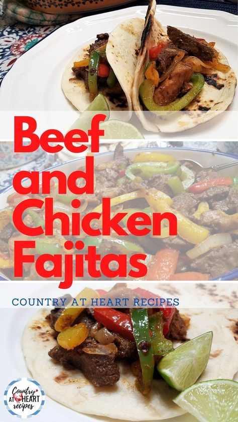 Chicken And Beef Fajitas Recipe, Chicken Fahitas, Fajitas Beef, Sour Cream Rice, Mexican Dinner Ideas, Recipes Main Dishes, Easy Dinner Dishes, Beef Fajitas, Heart Recipes