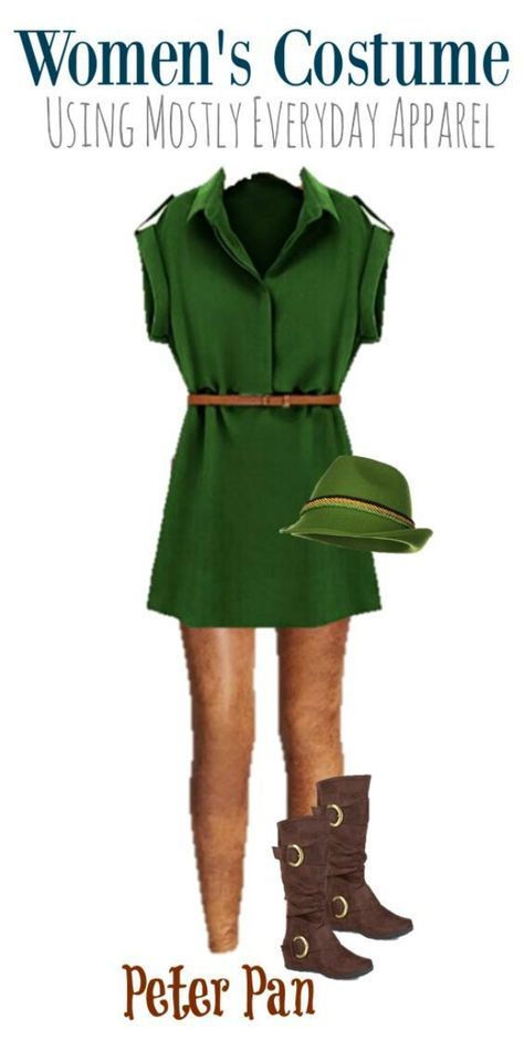 Peter Pan DIY Halloween Costume Wendy Peter Pan Costume, Diy Peter Pan Costume, Peter Pan Halloween Costumes, Peter Pan Halloween, Disney Costumes Diy, Shrek Costume, Disney Night, Disney Running, Peter Pan Costumes