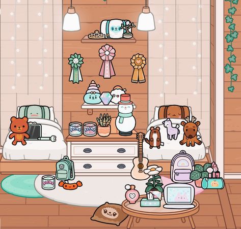 Toca Boca House Ideas Twins Room, Cute Toca Boca Room Ideas For Twins, Toca Boca Triplets Room, Twin Toca Boca Room Ideas, Twin Room Ideas Toca Boca, Toca Boca Room Ideas Big Family House Bedroom Twins, Toca Boca Twins Room, Toca Boca Twin Room Ideas, Twin Toddler Bedroom