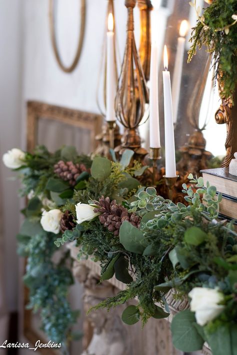 French Country Christmas Decorating, French Glam, Cozy Winter Home, French Christmas Decor, Botanical Christmas, Winter Mantels, Fancy Chair, Yellow Brick Home, French Country Christmas