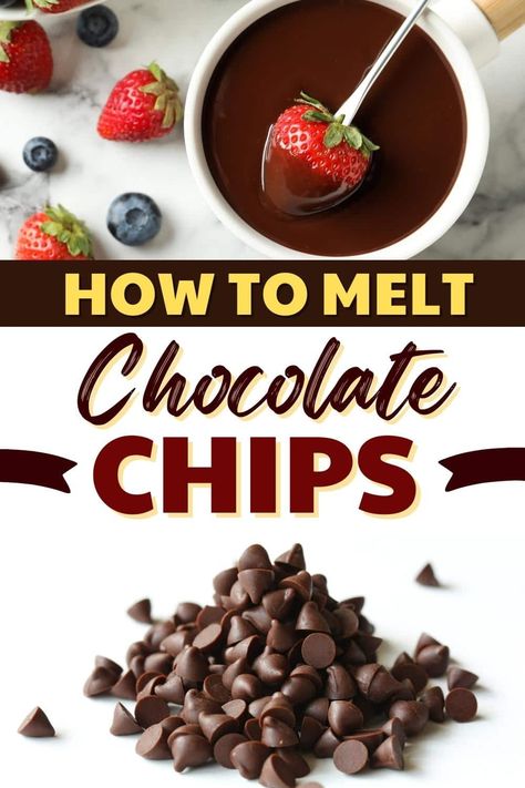 How To Melt Chocolate Chips, Melted Chocolate Recipes, How To Melt Chocolate, Yummy Chocolate Desserts, Chip Recipes, Pie Chocolate, Healthy Chocolate Chip, Melting White Chocolate, Chocolate Chip Recipes