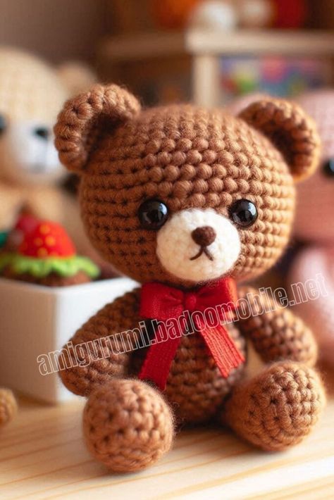 Amigurumi Mini Teddy Bear Free Pattern-1 Crochet Small Bear Pattern Free, How To Make A Teddy Bear, Crochet Teddy Bear Pattern Free Easy, Crochet Teddy Bear Pattern Free, Teddy Bear Patterns Free, Bear Patterns Free, Mini Teddy Bears, Crochet Toys Free, Crochet Teddy Bear Pattern