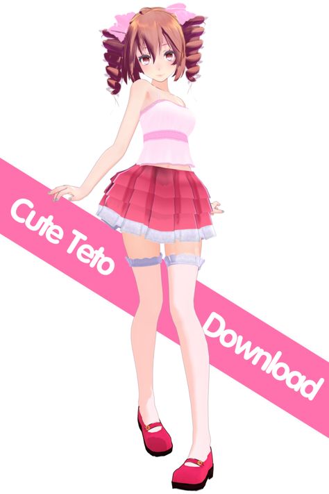 .: MMD Model:Tda Cute Teto Download :. by s0urce1911 Mmd Model Download, Vocaloid Outfits, Teto Kasane, 3d Videos, Kaai Yuki, Kasane Teto, Miku Chan, Me As A Girlfriend, Cool Poses