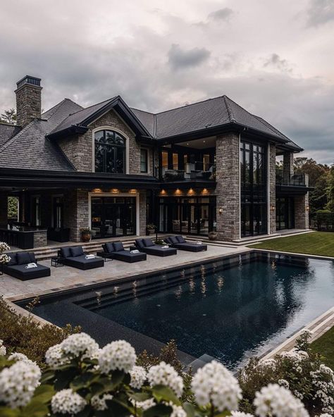 Modern Ranch House, Dark Modern, Dream Mansion, Dream Life House, Modern Ranch, Dream House Rooms, Mansions Homes, Luxury House Designs, Luxury Homes Dream Houses