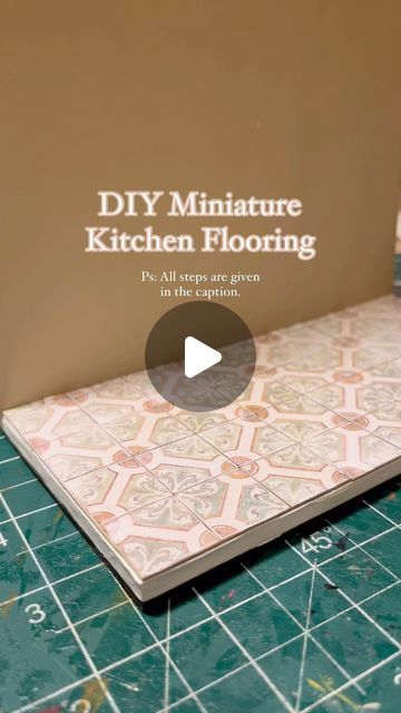 Diy Doll House Tile Floor, Tiles Steps, Miniature Flooring, Diorama Diy, Printed Tiles, Tile Floor Diy, Tile Steps, Dollhouse Tutorials, Printed Tile