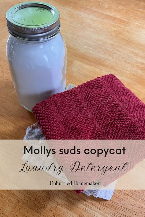 This super easy laundry soap will leave your clothes fresh, clean, and fluffy. If you are a fan of mollys suds you will love this recipe. It yields the same results for a more affordable price! Mollys Suds Copycat, Diy Mollys Suds, Diy Nontoxic Laundry Detergent, Natural Laundry Detergent Diy, Mollys Suds, Laundry Soap Recipe, Diy Laundry Soap, Nontoxic Cleaning, Laundry Detergent Recipe