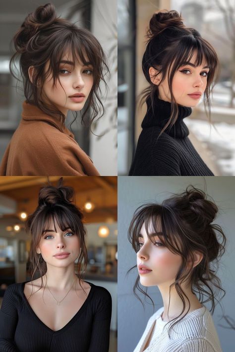 Long Hair With Bangs, Messy Hair, 짧은 머리, Asian Hair, Trendy Short Hair Styles, Hair Dos, Hair Updos, Hair Day, Bridesmaid Hair