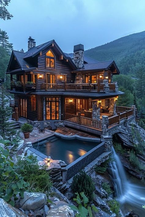 Log Cabin Time Log Cabin Exterior Ideas, Cliff Palace, Log Cabin Mansions, Cabin Houses, Log Cabin House, Large Cabin, Log Cabin Exterior, Cabin Mansion, Cabin Home