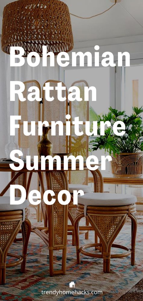 In this post, we’ll take a closer look at 10 different bohemian rattan furniture pieces that are perfect for adding a little summertime style to your home. Whether you’re looking to create a boho-inspired living room or a cozy outdoor space, these furniture pieces can help you achieve that laid-back bohemian vibe. Check it out on the blog! Rattan Decor Interior Design, Rattan Living Room Decorating Ideas, Sunroom Decorating Ideas Indoor, Rattan Chair Living Room, Rattan Furniture Decor, Boho Style Furniture, Rattan Furniture Living Room, Bohemian Decorating, Sunroom Decorating