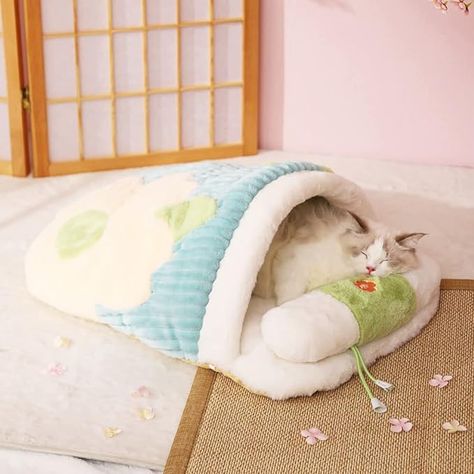 Amazon.com : Cute Pet House,Sakura Cat Sleeping Bag with Pillow,Cute Cave Cat Bed,Calming Dog Bed,Soft Warm Cozy Pet Supplies for Cat and Puppies Below 13lbs (Sleepoing Bag) : Sports & Outdoors Bag House, Niche Chat, Fluffy Bedding, Cozy Cat, Cat Products, Warm Bed, Japanese Cat, Calm Dogs, Cat Bed Furniture