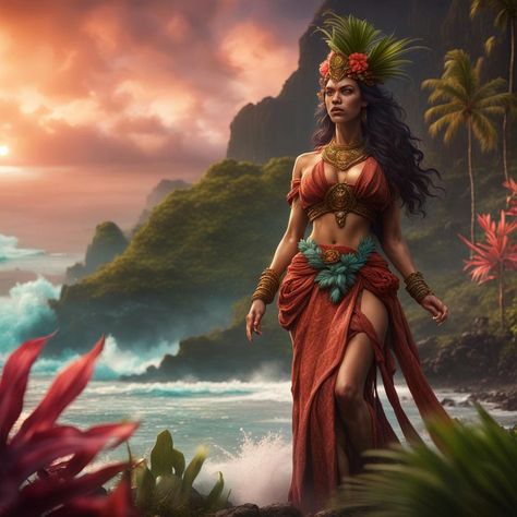 The hawaiian godess Namaka. - AI Generated Artwork - NightCafe Creator Hawaiian Goddess, Splash Screen, Matte Painting, Fantasy Concept Art, Art Generator, Unreal Engine, Deep Colors, Complementary Colors, Cool Artwork