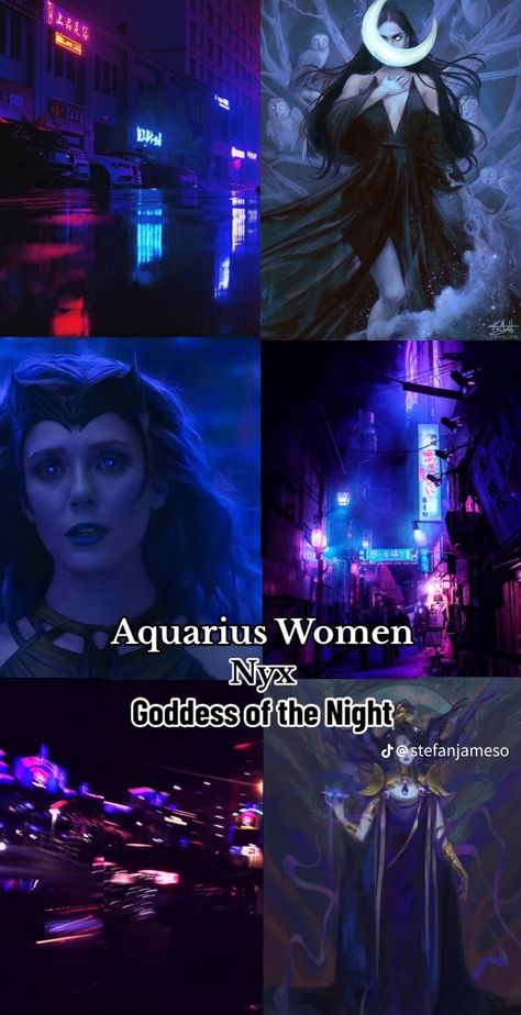 Aquarius Woman Aesthetic, Aquarius Moon Aesthetic, Venus In Aquarius Style, Aquarius Images, Nyx Goddess, Aquarius Women, Goddess Of The Night, Aquarius Sun, Astrology Signs Aries