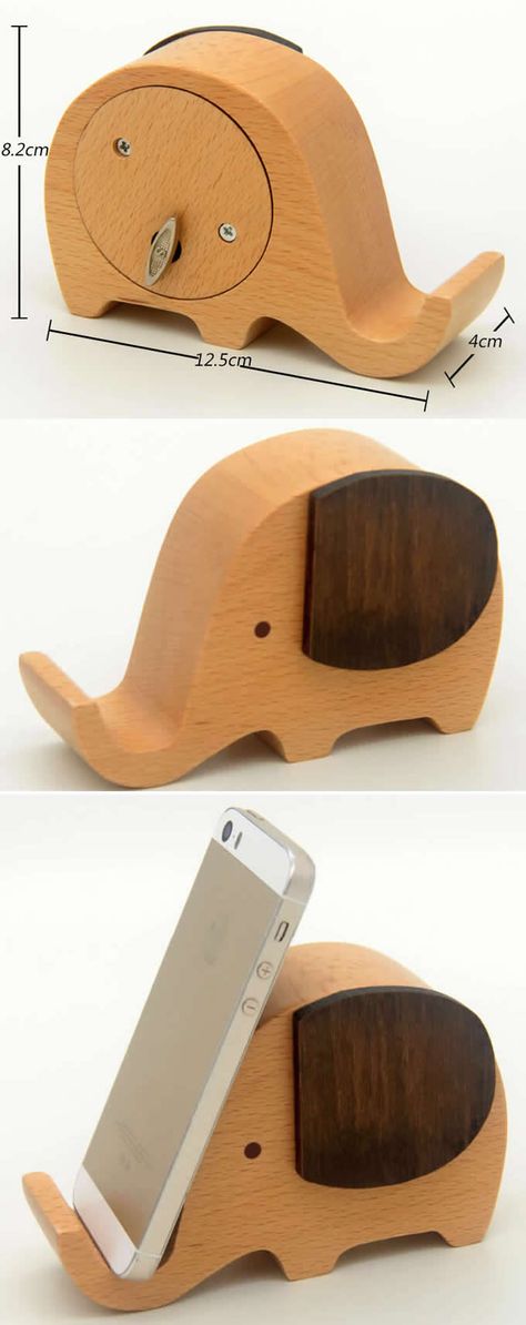 Wooden Elephant Music Box Mobile Phone Display Stand Phone Stands Wooden, Mobail Stand Wooden, Diy Music Box, Mobile Phone Stand Wood, Adjustable Phone Holder Wood, Wooden Music Box, Wooden Elephant, Video Games For Kids, Cell Phone Holder