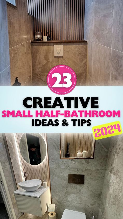 Explore 2024’s top practical small half-bathroom ideas. Learn how to maximize storage, improve lighting, and make the most of compact spaces. Single Toilet Bathroom Ideas, Sink Ideas For Small Bathrooms, Farmhouse Half Bathroom Ideas, Farmhouse Half Bathroom, Tiny Half Bathroom Ideas, Compact Bathroom Design, Small Half Bathrooms, Small Half Bathroom, Small Space Bathroom Design