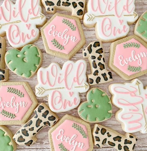 Little Cookie Crumbles on Instagram: “Happy birthday to a wild one!🌱💗 . . . #sugarcookie #sugarcookies #royalicing #royalicingcookies #decoratedcookies #littlecookiecrumbles…” First Birthday Cookies, Wild Birthday Party, 1st Birthday Party For Girls, One Year Birthday, Twins 1st Birthdays, Wild One Birthday Party, Girl Birthday Decorations, Girl Birthday Themes