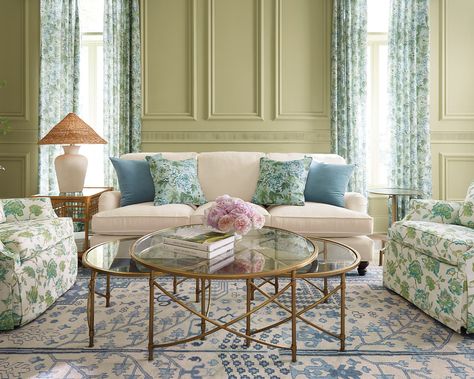 Spring and Summer 2024 Paint Colors - How to Decorate Navy Blue Furniture, Blue And Green Living Room, Green Wall Color, Painted China Cabinets, Choosing Paint, Blue White Decor, Blue Furniture, Accent Walls In Living Room, China Cabinets