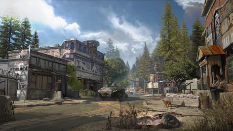 ArtStation - Environment concept art_Post apocalyptic world, Hans Park Post Apocalyptic Town, Lighting Scene, Apocalypse Landscape, Apocalyptic World, Post Apocalyptic City, Apocalypse World, Apocalypse Aesthetic, Post Apocalyptic Art, Environment Painting