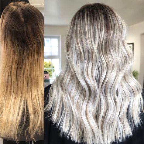 🇬🇧 BLONDES + BALAYAGE LOVER on Instagram: “FROSTED BLONDE 🌬  When your client wants the chop and to be blonde af 🙌🏼 I couldn’t wait to get stuck in! Full head foilage for this beauty…” Full Foil Vs Balayage, Blonde Balayage With Root Tap, Blonde Balayage Refresh, Half Balayage Vs Full Balayage, Full Head Blonde Foils Root Stretch, Full Balayage, Balayage Ideas, No Filter, Blonde Balayage