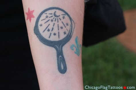 Skillet Tattoo, Chicago Flag Tattoo, New Orleans Tattoo, Iron Tattoo, New Orleans Map, Flag Tattoos, New Orleans Hotels, Wood Burning Projects, Tattoo New