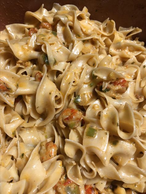 Crawfish tails are tossed with egg noodles and a spicy, Cajun Cheddar cheese sauce in this New Orleans-style pasta. Crawfish Dishes, Crawfish Pasta, Crawfish Recipes, Louisiana Crawfish, New Orleans Recipes, Cheddar Cheese Sauce, Cajun Dishes, Cajun Creole Recipes, Cajun Cooking