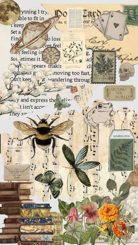 Bee Astethic, Bee Aesthetic, Bookmark Images, Cottagecore Wallpaper, Pastel Iphone Wallpaper, Collage Art Projects, Color Collage, Spring Wallpaper, Flower Art Images