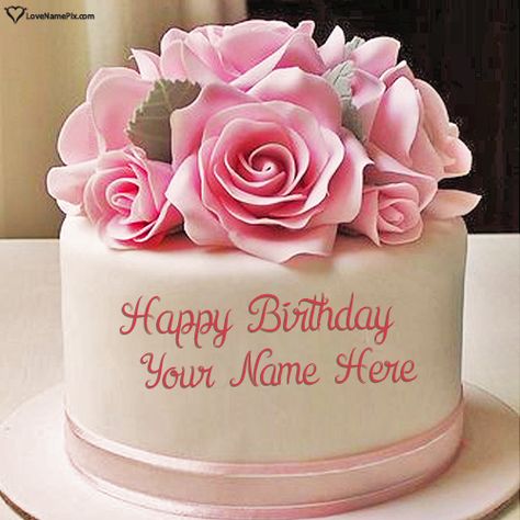 Pink Roses Big Happy Birthday Cake Free Download With Name Happy Birthday Cakes For Women, Sister Birthday Cake, Happy Birthday Flower Cake, Birthday Cake Write Name, Online Birthday Cake, Name Maker, Birthday Cake Design, Hello Kitty Birthday Cake, Happy Birthday Flowers Wishes