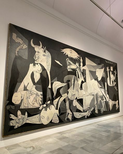 📍Visit to Reina Sofia 1. Staircase of the Museum 🏛️ 2. Blue prints of "Apulo 13 - Apart Hotel" 3. Guernica by Pablo Picasso 🎨 - powerful, monochromatic mural depicting the horrors of war and the suffering of civilians. Created in response to the bombing of Spanish city - Guernica during the Spanish Civil War. It represents distorted, anguished figures and chaotic scenes, capturing the brutality and tragedy of conflict. 4. I don't remember 🫣 I forgot to save the title 5. "Girl at the Window"... Painting Wallpaper Aesthetic, Madrid Museum, Adachi Museum, Musée Gustave Moreau, Boyfriend Fashion, Spanish City, Madrid City, Spain Madrid, Picasso Paintings