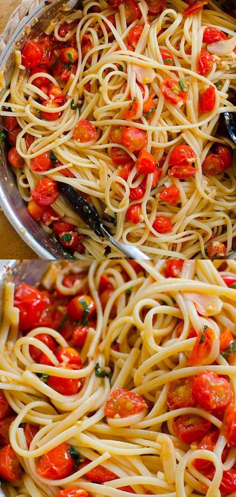 Spaghetti Olive Oil Garlic Tomato, Cherry Tomato Olive Oil Pasta, Pasta With Garlic And Olive Oil Cherry Tomatoes, Pasta With Olive Oil And Tomatoes, Spaghetti Cherry Tomatoes, Pasta With Cherry Tomatoes, Garlic Pasta Recipe, Recipe For Pasta, Pasta Vegetariana