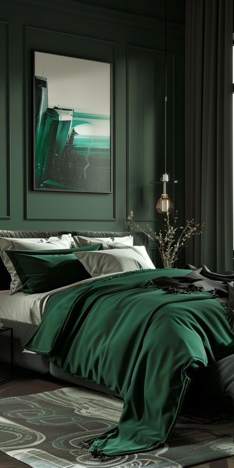 Dark Olive Bedroom Ideas, Mossy Green Bedroom, Dark Green And Beige Bedroom, Realistic Bedroom Ideas, Calm Bedroom Aesthetic, Green And Brown Bedroom, Forest Green Bedroom, Desk Remodel, Hobbit Room