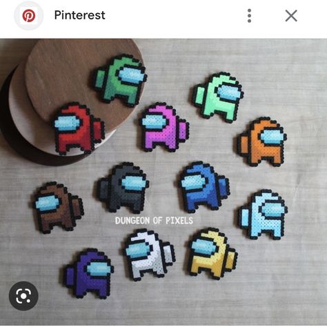 Pyssla Among Us, Perler Bead Patterns Star, Among Us Perler Beads, Pokemon Bead, Easy Perler Bead Patterns, Perler Creations, Melty Bead Patterns, Pearl Beads Pattern, Hama Beads Design