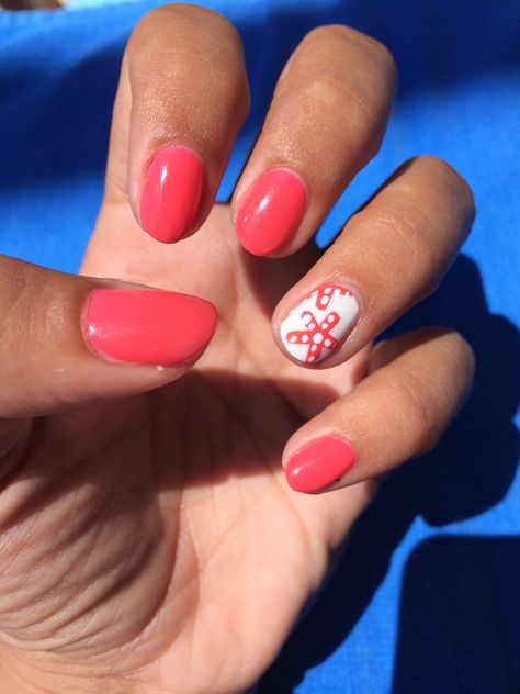 Starfish nails Simple Starfish Nails, Orange Starfish Nails, Beach Nails Starfish, Starfish Manicure, Summer Acrylic Nails Starfish, Fish Nail Art, Fish Nails, Luv Nails, Red Nail Art