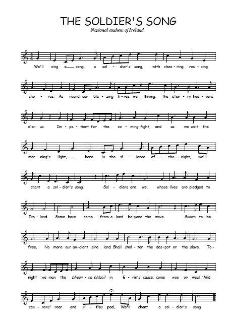 Irish National Anthem Sheet Music Irish National Anthem, Irish Images, Irish Songs, Ireland Culture, Irish Music, Irish Sea, World Languages, Irish Dance, National Anthem