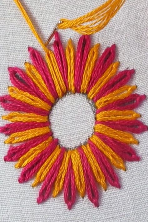 long lazy daisy stitch easy flower embroidery🌺#reels #reelsfb #embroidery #tutorial #datenight | SR Embroidery | | Reels Lazy Daisy Embroidery Design, Daisy Embroidery Design, Easy Flower Embroidery, Embroidery Beginner, Daisy Stitch, Daisy Embroidery, Interior Textile, Lazy Daisy Stitch, Textile Wall Hangings