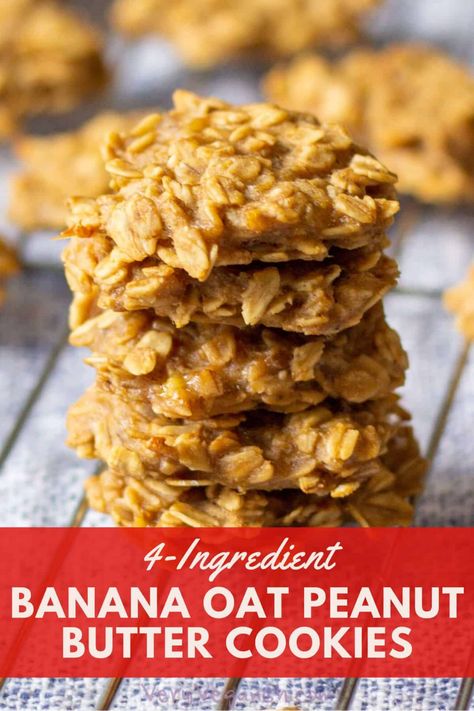 Mashed Banana Oatmeal, Banana Recipes No Flour, Banana Oat Peanut Butter, Mashed Banana Recipes, Oat Peanut Butter Cookies, Oatmeal And Peanut Butter, Vegan Whole Food, Banana Cookies Healthy, Peanut Butter Banana Cookies