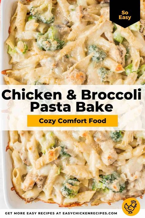 Chicken and Broccoli Pasta Bake is a simple and delicious weeknight dinner that the whole family will love. Perfectly cooked chicken breasts and healthy veggies are mixed with penne noodles and cheese... This easy pasta bake is irresistible! Chicken Broccoli Alfredo Recipe, Chicken Broccoli Pasta Casserole, Chicken And Broccoli Pasta Bake, Chicken Broccoli Pasta Bake, Noodles And Cheese, Easy Pasta Bake, Chicken Breast Pasta, Chicken And Broccoli Pasta, Penne Noodles