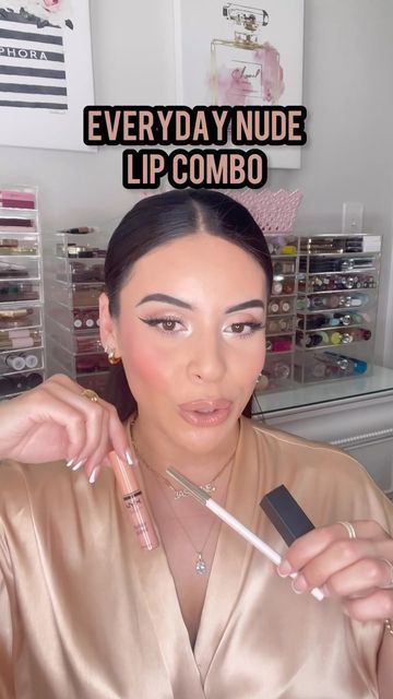 Jasmine 🌸 on Instagram: "one of my favorite lip combos 💋✨💕 @rarebeauty kind words lip liner in wise @elfcosmetics O face satin lipstick: no doubt, hustle, drive @nyxcosmetics butter gloss in fortune cookie #makeup #reels #lipcombos" Cookie Makeup, Best Lip Liners, Nyx Lip Liner, Lip Combos, Butter Gloss, Nyx Lip, Lip Combo, Satin Lipstick, Nude Lip